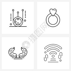 现代风格由基于科学医环情人节妻子矢量插图的4行象形阵列构成图片