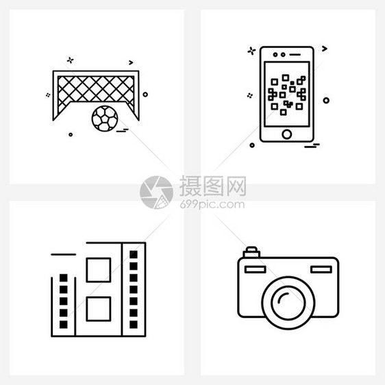 足球电影游戏智能电话减少矢量插图图片