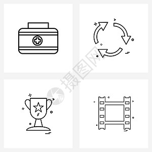 由4个现代急救符号获奖健康垃圾星矢量图示组成的现代急救胜利奖星矢量图示图片