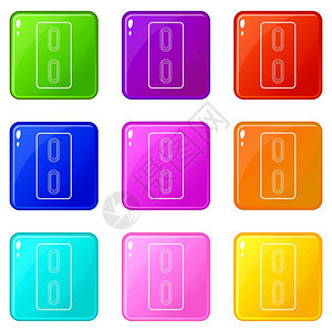 两个平板图标的包组9个颜色收藏在白上隔离用于任何设计两张平板图标的包组个颜色收藏图片
