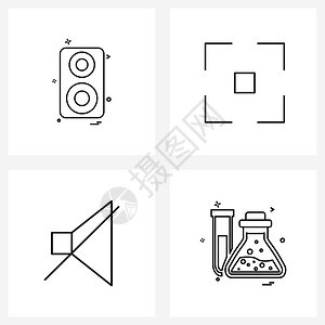 现代风格由4行象形图网格显示器音响介质框架化学矢量图示组成的现代风格集图片