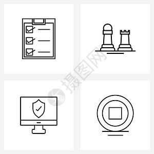 4行符号集用于核对清单屏幕游乐园戏音矢量插图图片