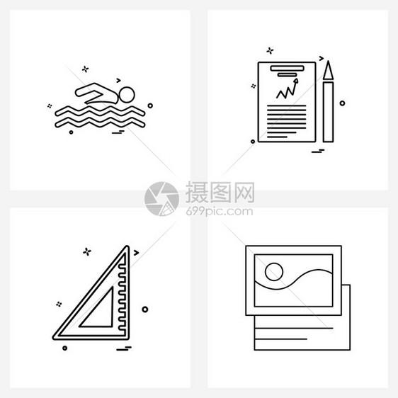 现代风格图标集科技现代游泳直尺图片