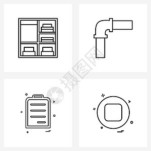 现代风格由4行象形图格网组成的4行式橱柜文本保存管道联合文档矢量图图片