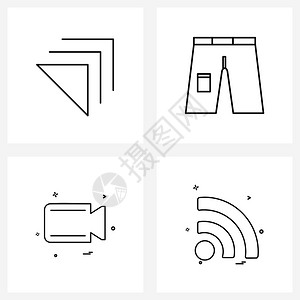 用于切文图像上裤子摄像矢量插图的4条线符号集图片