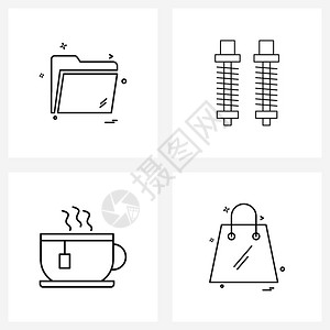 4行象形图网格文件服务目录断开器杯矢量图图片