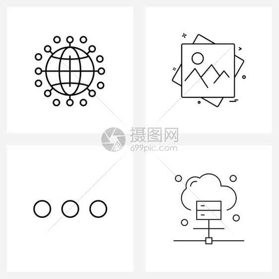 4个现代连接符号用户界面图像云矢量示的现代标图片