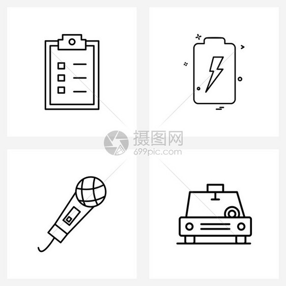 4行剪贴板设备电池充出租车矢量图图片