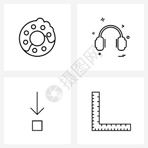 现代风格图标集科技现代甜甜圈耳机图片
