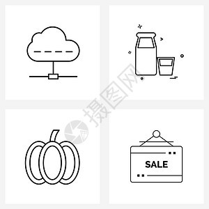 由云南瓜饮料玻璃销售矢量插图等4个现代符号组成的云销售矢量图示图片