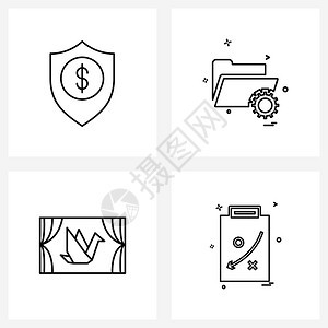 现代风格由4行象形图网格业务窗口屏蔽目录家用矢量插图组成的现代风格集图片