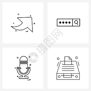 由箭头麦克搜索媒体矢量插图4的现代符号组成四个现代箭头媒体矢量插图图片