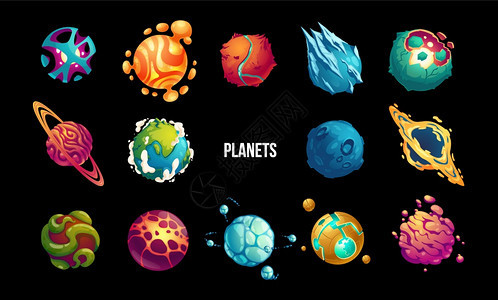 奇妙的行星卡通系银河ui游戏小行星集图片