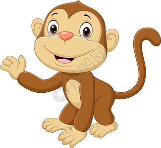 卡通可爱挥手的小猴子背景图片