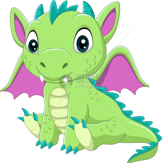 坐着的卡通绿龙