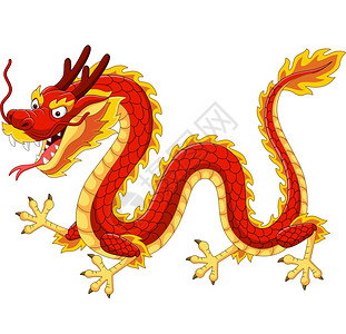 动物卡通恐龙卡通红龙飞翔插画