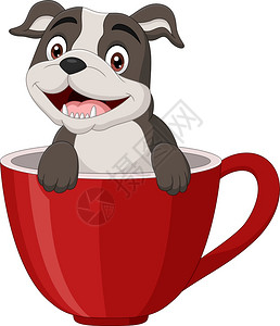 坐在红杯里的快乐卡通狗图片