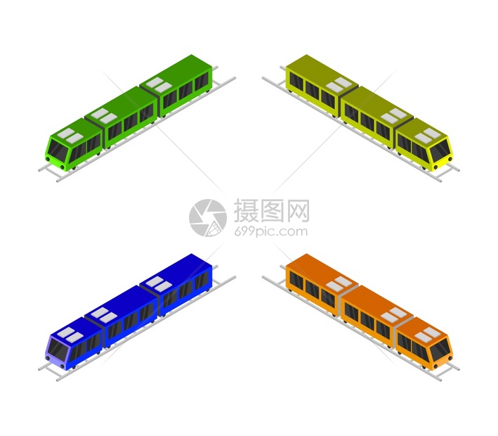 列车对比平面设计矢量图图片