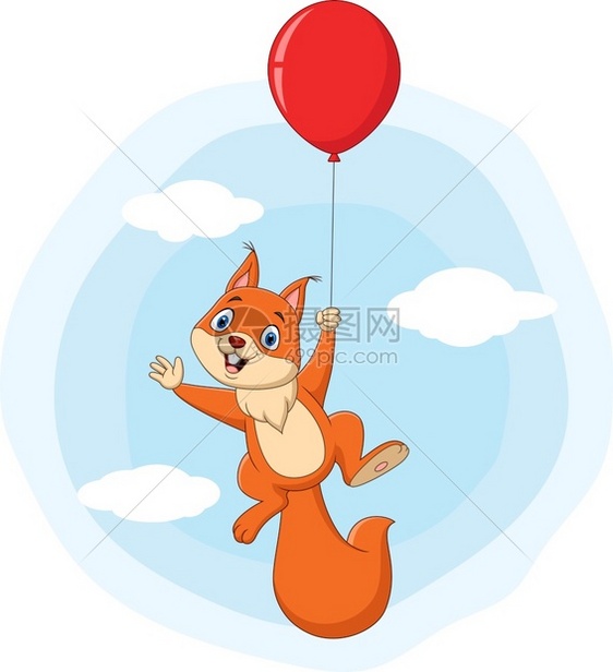 卡通可爱带气球飞翔的图片