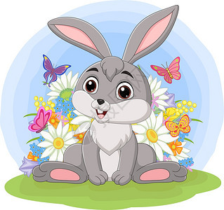 草地上可爱的小兔子图片