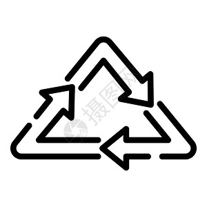 默比乌斯环循环利用三角形图标大纲循环利用三角矢量图标用于孤立白色