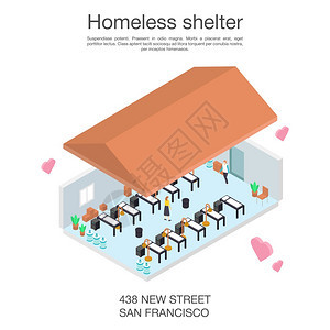 无家可归住房自愿者概念横幅无家可归住房自愿者病媒概念横幅用于网络设计背景图片