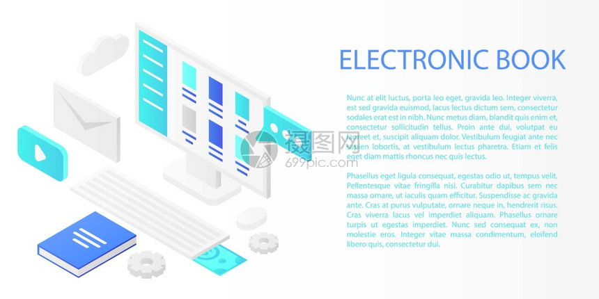 电子书概念横幅电子书矢量概念横幅用于网络设计图片