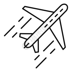 飞机行迁移图标大纲飞机行迁移矢量图标用于在白色背景上孤立的网络设计飞机行迁移图标大纲样式图片