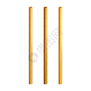 竹子天然吸管矢量3d插图图片