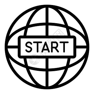 国际项目职业全局启动工程图标大纲全球启动工程矢量图标用于孤立白色