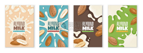 奶制品包装设计模板膳食产品广告蛋白牛奶健康早餐食品钙饮料标签杏仁牛奶钙饮料病媒标签图片