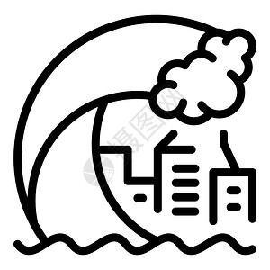 汶川大地震震中纪念馆海啸浪潮城市图标海啸浪潮城市矢量大纲图标用于