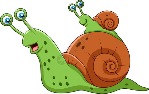 卡通可爱的蜗牛妈妈背着小蜗牛图片