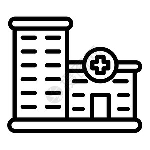图标用于在白色背景上孤立的网络设计私人诊所建筑图标大纲样式插画