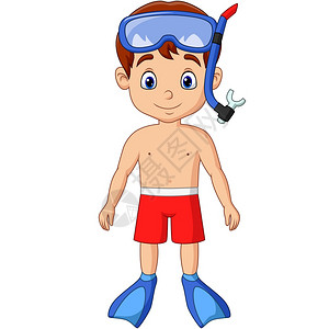 卡通小男孩穿着潜水衣图片