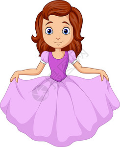 广场上跳舞的美女飘带可爱的小公主孤立在白色背景上插画