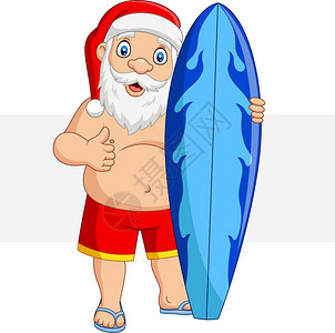 圣诞老人拿着冲浪板举起拇指图片