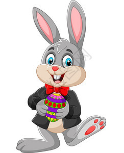 复活节兔子拿着复活节彩蛋图片