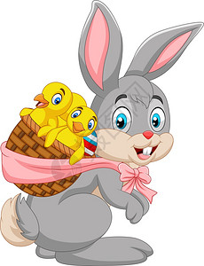 兔子携带一篮婴儿小鸡图片