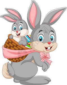 兔子携带一篮小兔图片