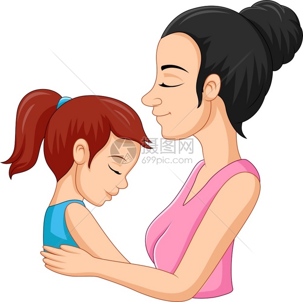 一位拥抱她女儿的母亲插图图片