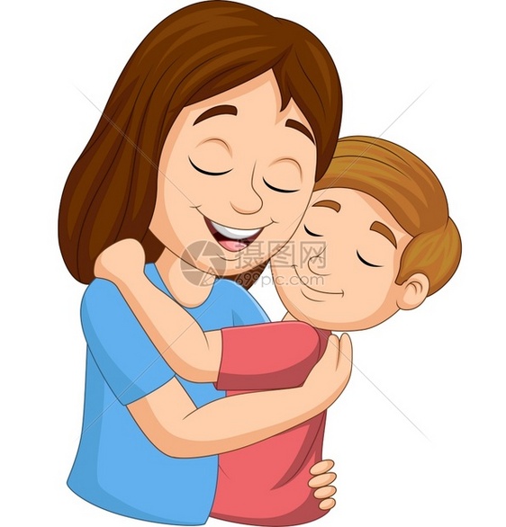 卡通抱着儿子的母亲图片