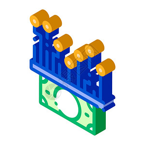 彩色孤立符号图示电子货币现金芯片矢量薄线图标图片