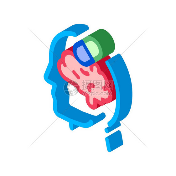 彩色孤立符号示意图药丸环状头痛病媒图标图片
