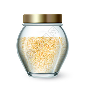 瓶装燕麦种子食品天然有机饮食用营养或烹饪蛋糕的成分实际3d插图瓶装燕麦种子图片