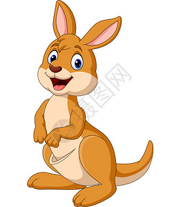 抱宠物卡通快乐的袋鼠孤立在白色背景的插画