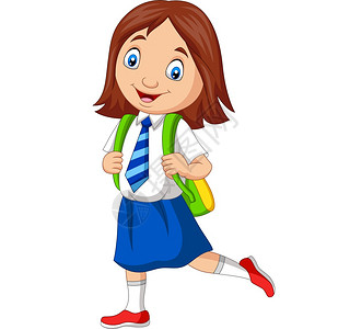 穿着制服的卡通女学生图片素材