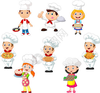白背景儿童烹饪厨师图片