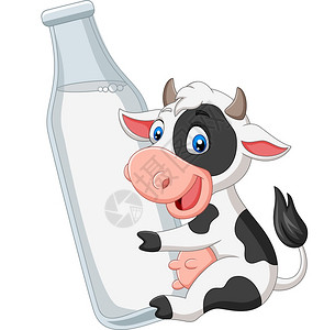 配奶瓶的卡通婴儿牛图片