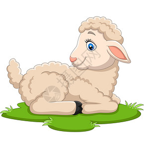 坐在草地上的卡通喜羊羔图片